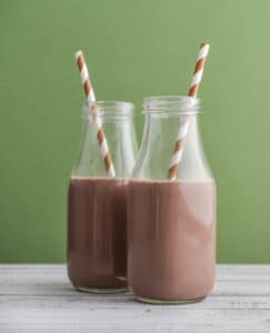 two glasses of chocolate milk