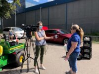 Woman being interviewed for the news