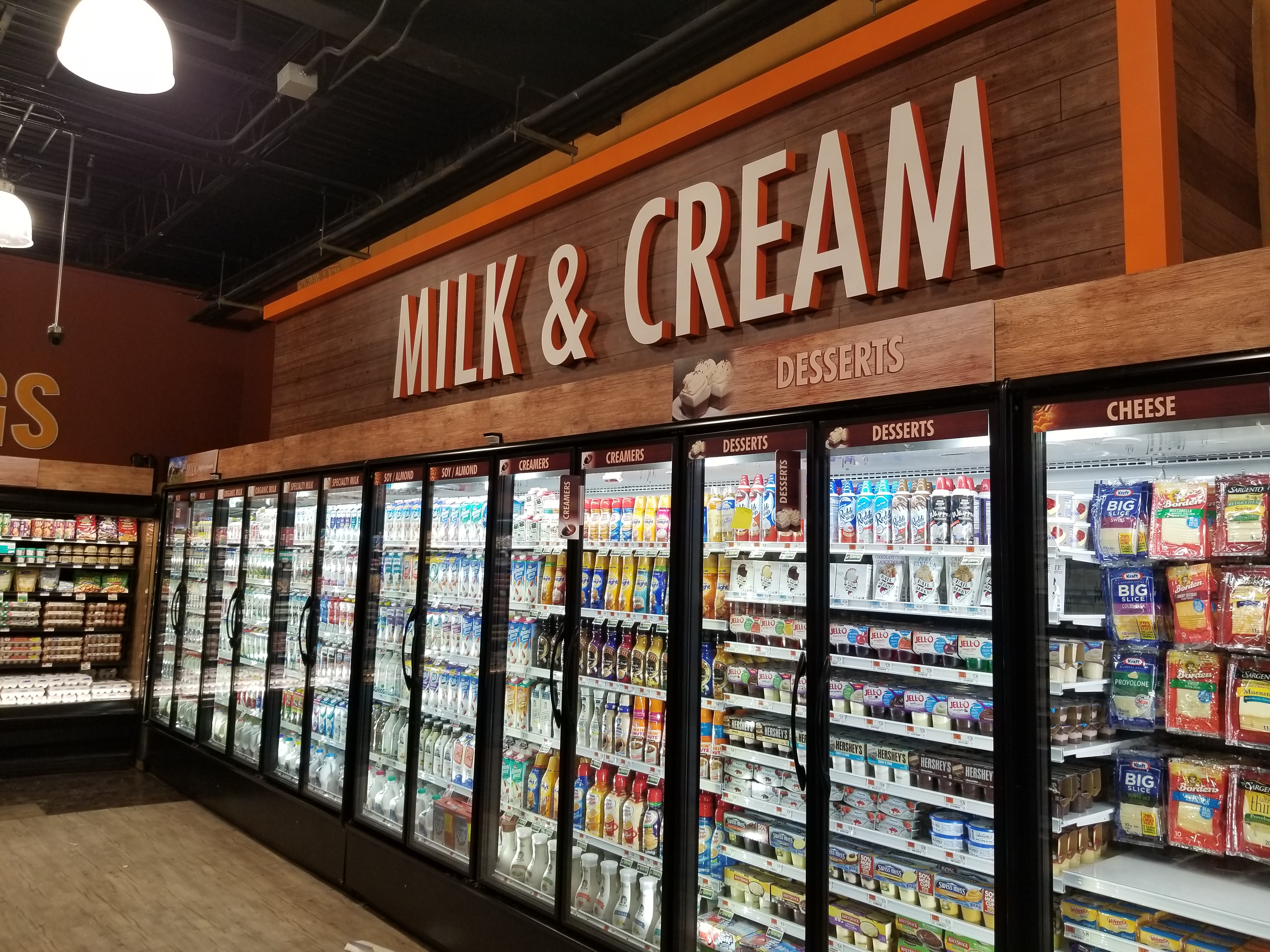 Dairy section of a supermarket