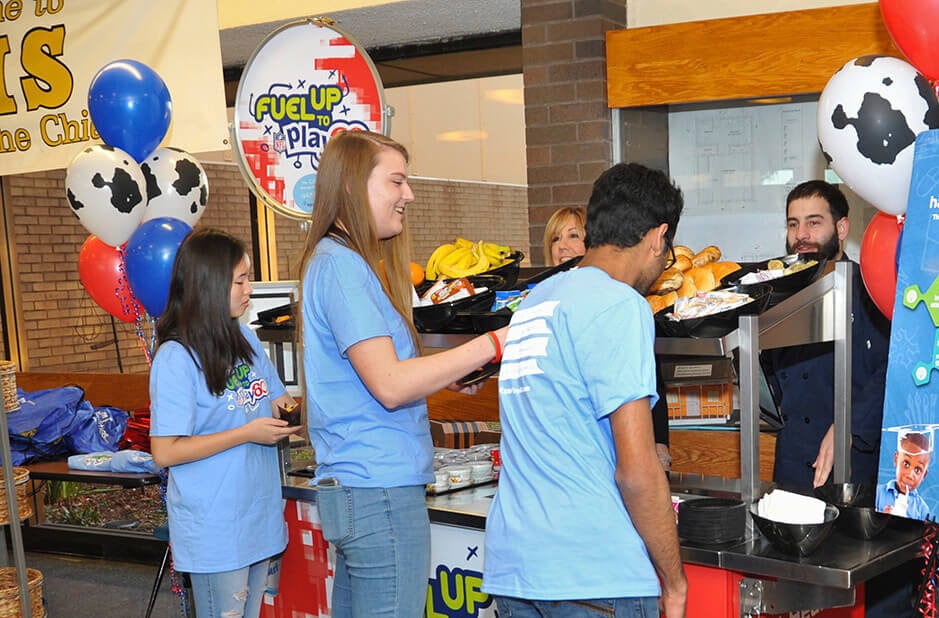 Students standing in the lunch line