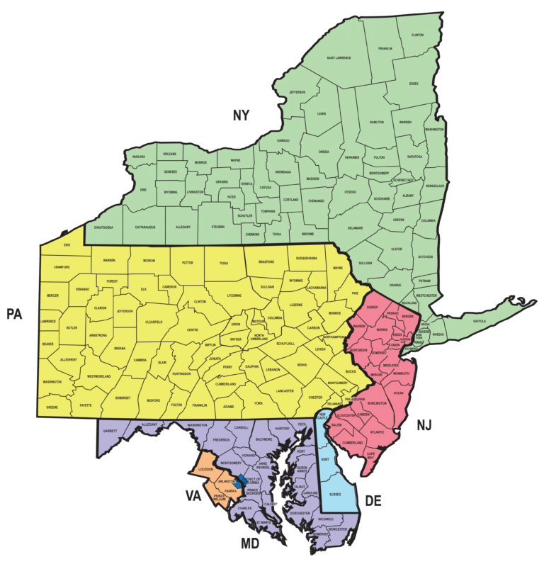 Map showing the states where American Dairy Northeast operates